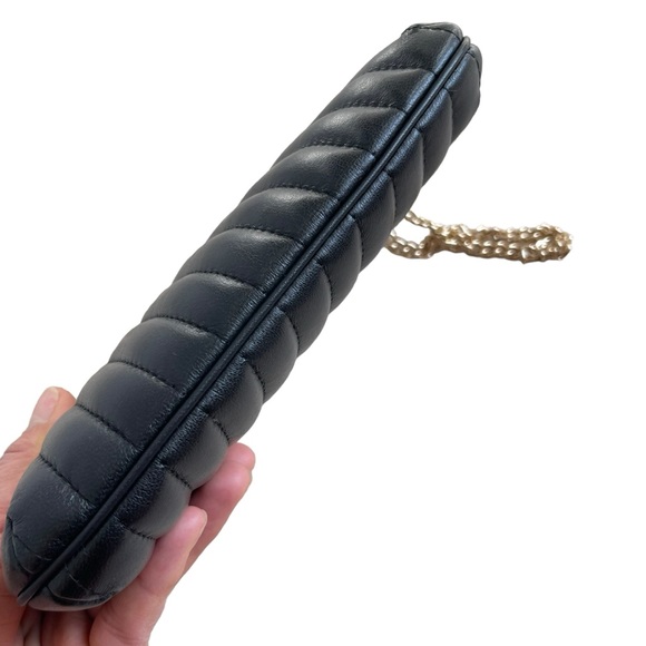 Coach 2956 Large Linear Puff Quilting Wristlet Wallet Black Napa Smooth Leather - Picture 7 of 10